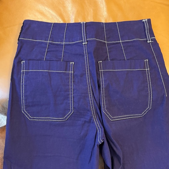 Anthropologie Maeve The Colette Crop Wide Leg Pants 26 Contrast Stitch Edition - Picture 5 of 9